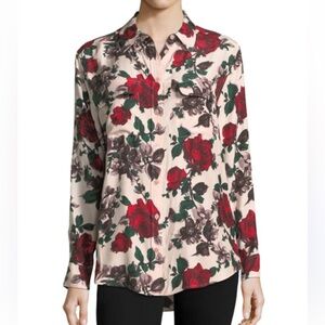 EQUIPMENT Signature Multi Floral-print Blouse In Cosmetic Pink Size XS